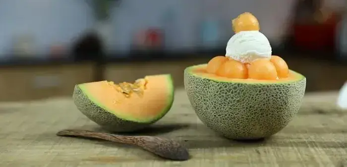 Bingsu dưa lưới tươi Bingsu dưa lưới tươi mát kiểu Hàn