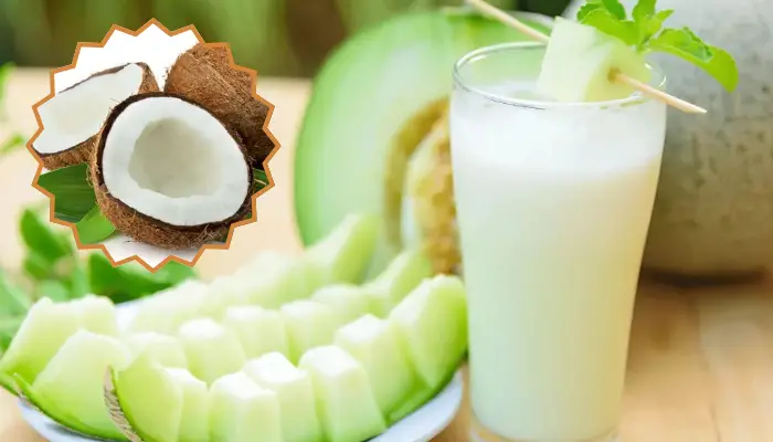 Sinh tố dưa lưới phối hợp nước dừa Sinh tố dưa lưới nước dừa