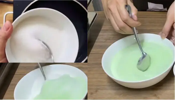 Trộn bột pudding cùng với đường